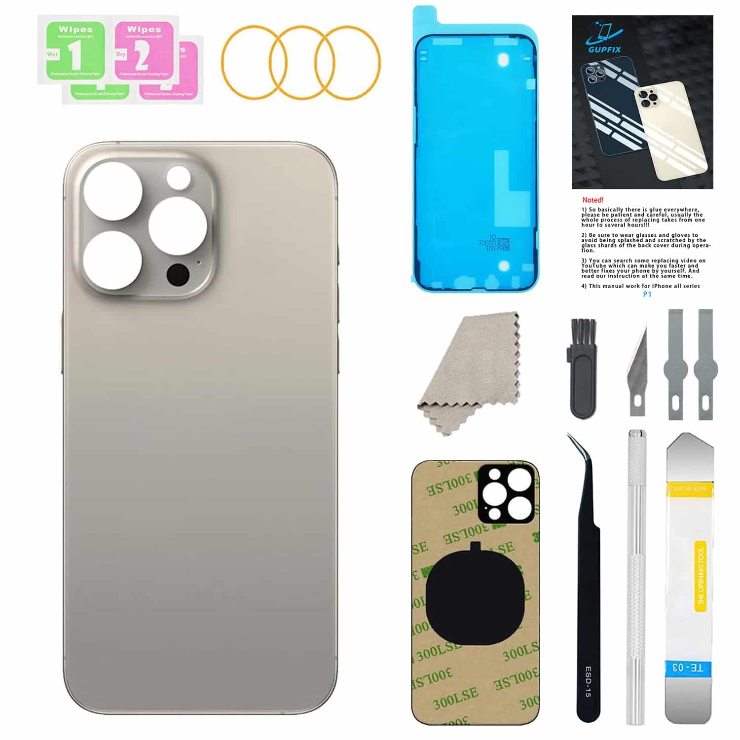 15pm natural titanium iphone 15pm back glass