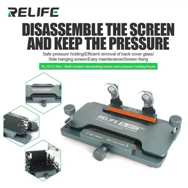RELIFE RL-601S MINI 3 in 1 Multi-function Dismantling Screen and Pressure Holding Fixture Removal Mobile Phone Back